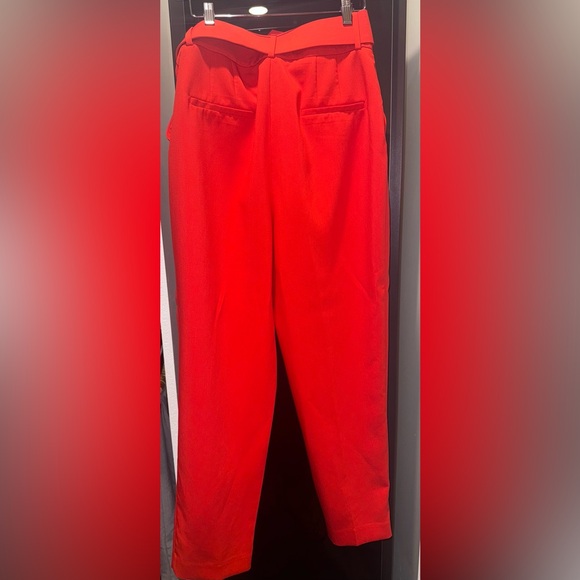 Zara Red Ankle Cropped Pants - Picture 3 of 3